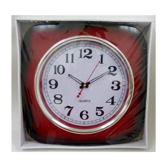 Wall Clocksquare Red 15.5" x 15.5" w-8929