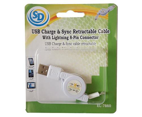 Sd USB Charge & Sync Retr. Cable Iphone 8, x el-7860