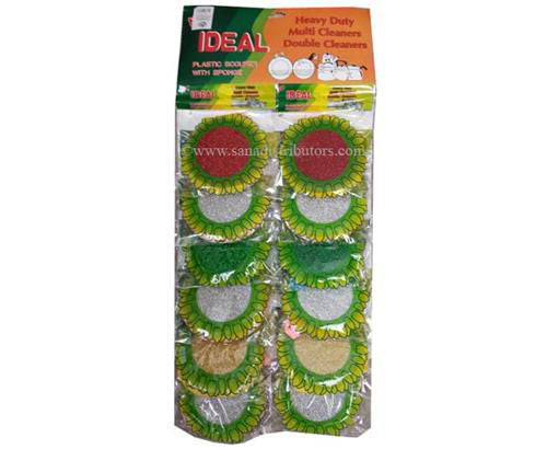 Plastic Scourer W/sponge 12pcs