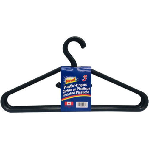 Royal Plastic Heavy Duty Hangers Black 3pcs