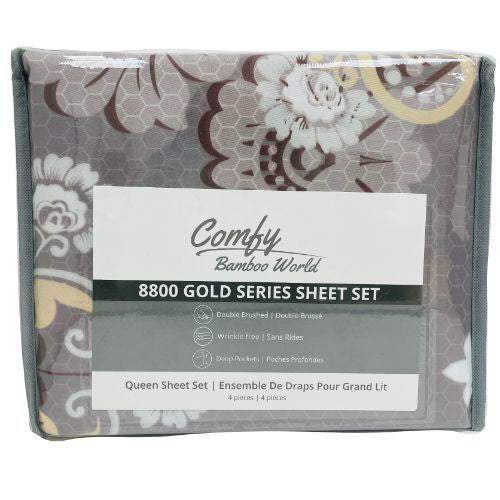 Queen Printed Bedsheet Set 4pcs