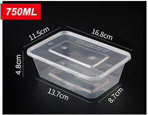 Plastic Food Container 10 Pack - 750 mL