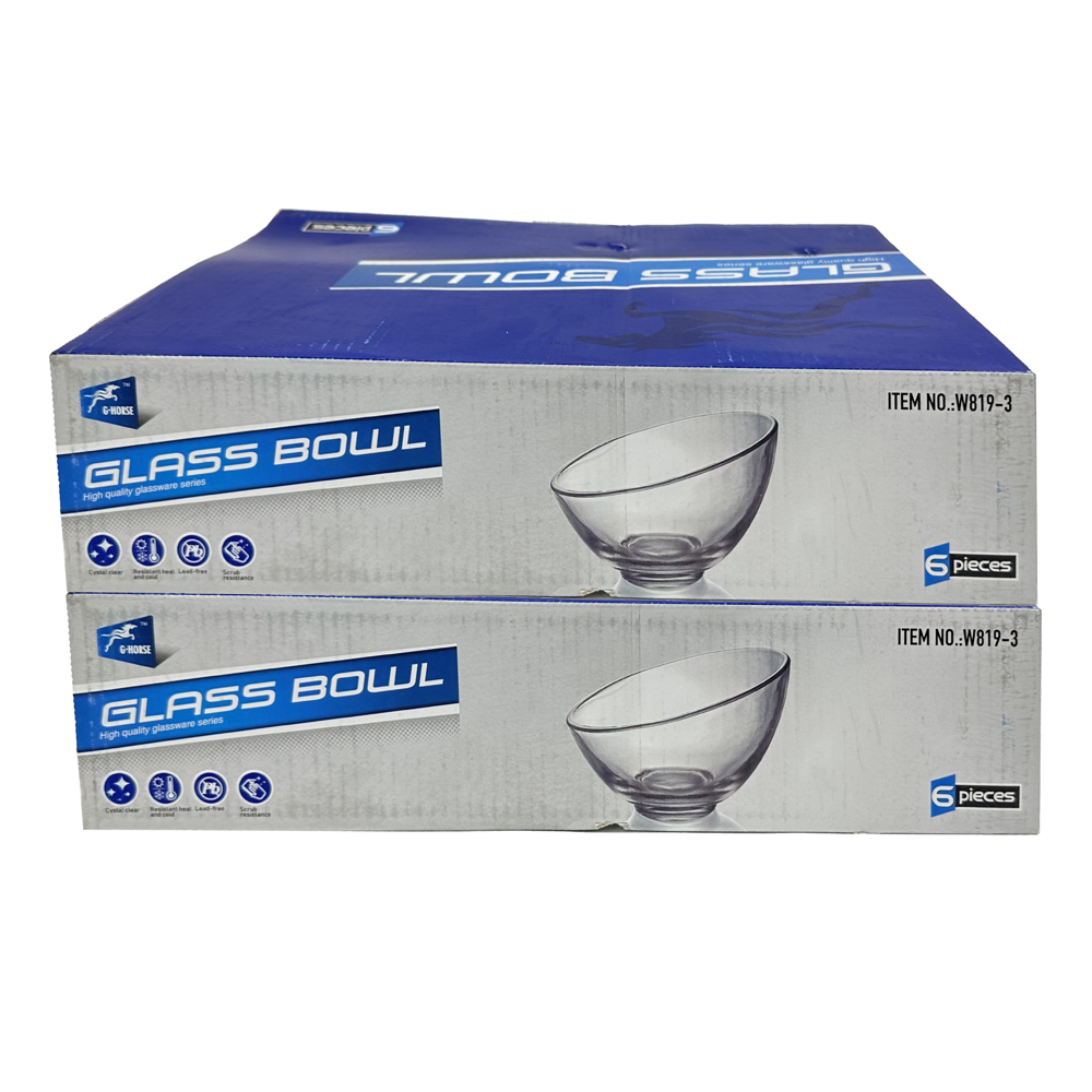 Slanted Glass Bowl Set 6pcs