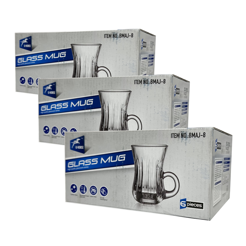 Glass Mug 100 mL 6pcs 7.5"x5"x3.5" #bmaj-8 ka-20075
