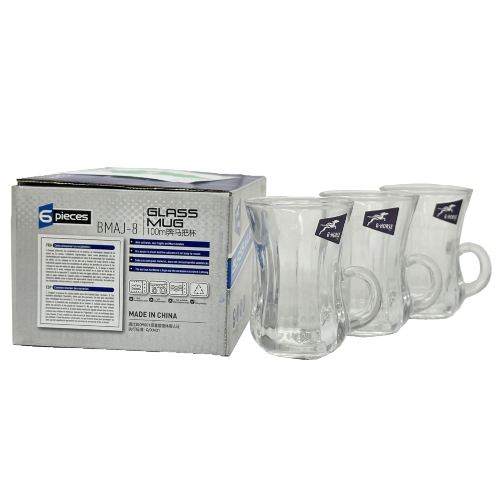 Glass Mug 100 mL 6pcs 7.5"x5"x3.5" #bmaj-8 ka-20075
