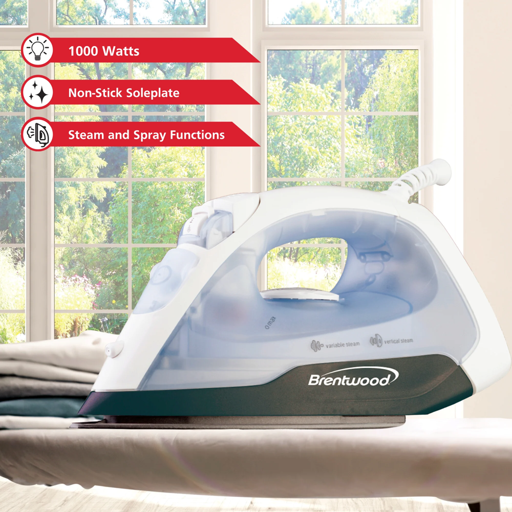 Brentwood Steam Iron- 1000 Watts- mpi-52
