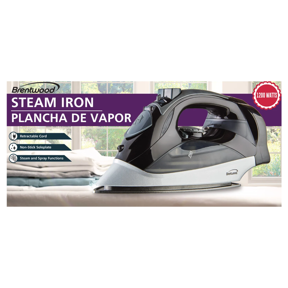 Brentwood Steam Iron 1200 Watts- mpi-59bk