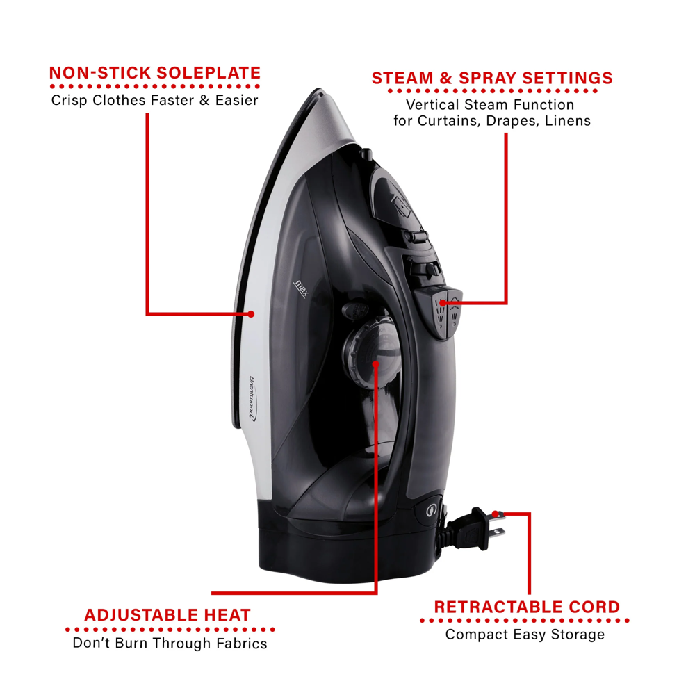 Brentwood Steam Iron 1200 Watts- mpi-59bk