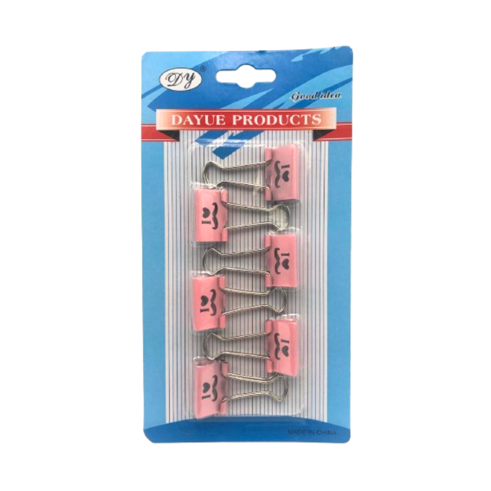 Binder Clips Small 1" 6pcs Assorted