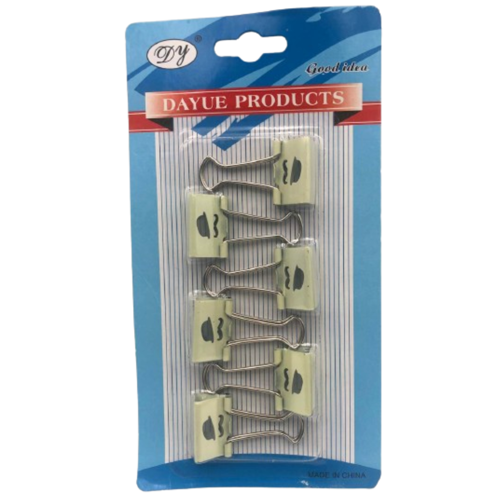 Binder Clips Small 1" 6pcs Assorted