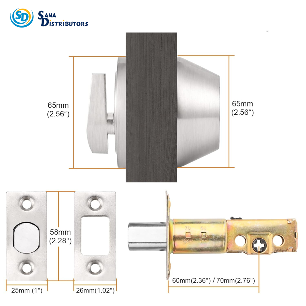 Sd Deadbolt Lock with Key (Silver)