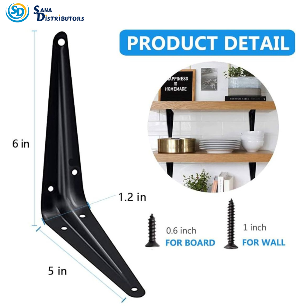 Sd Shelf Support 5" x 6" - 2pcs - Black