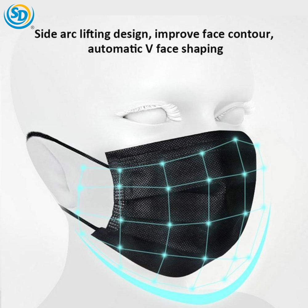 Sd Disposable Face Mask 3ply 50pcs- Black