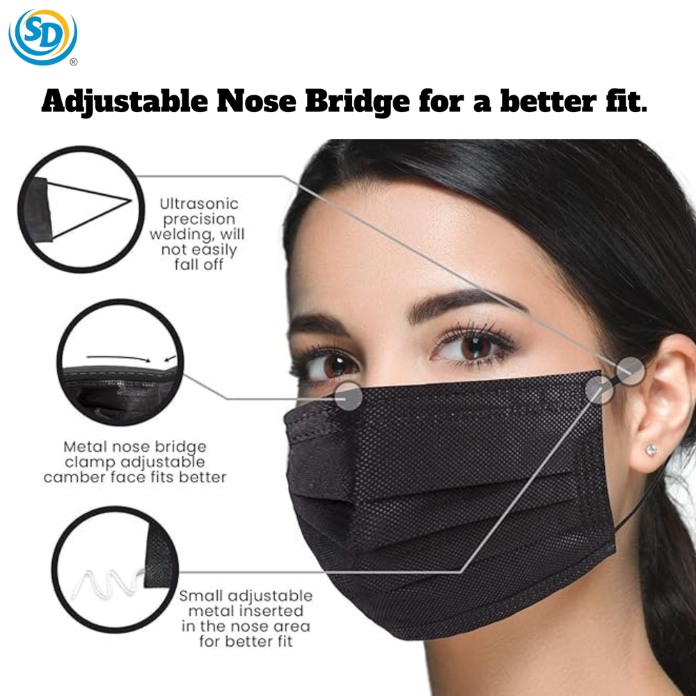 Sd Disposable Face Mask 3ply 50pcs- Black