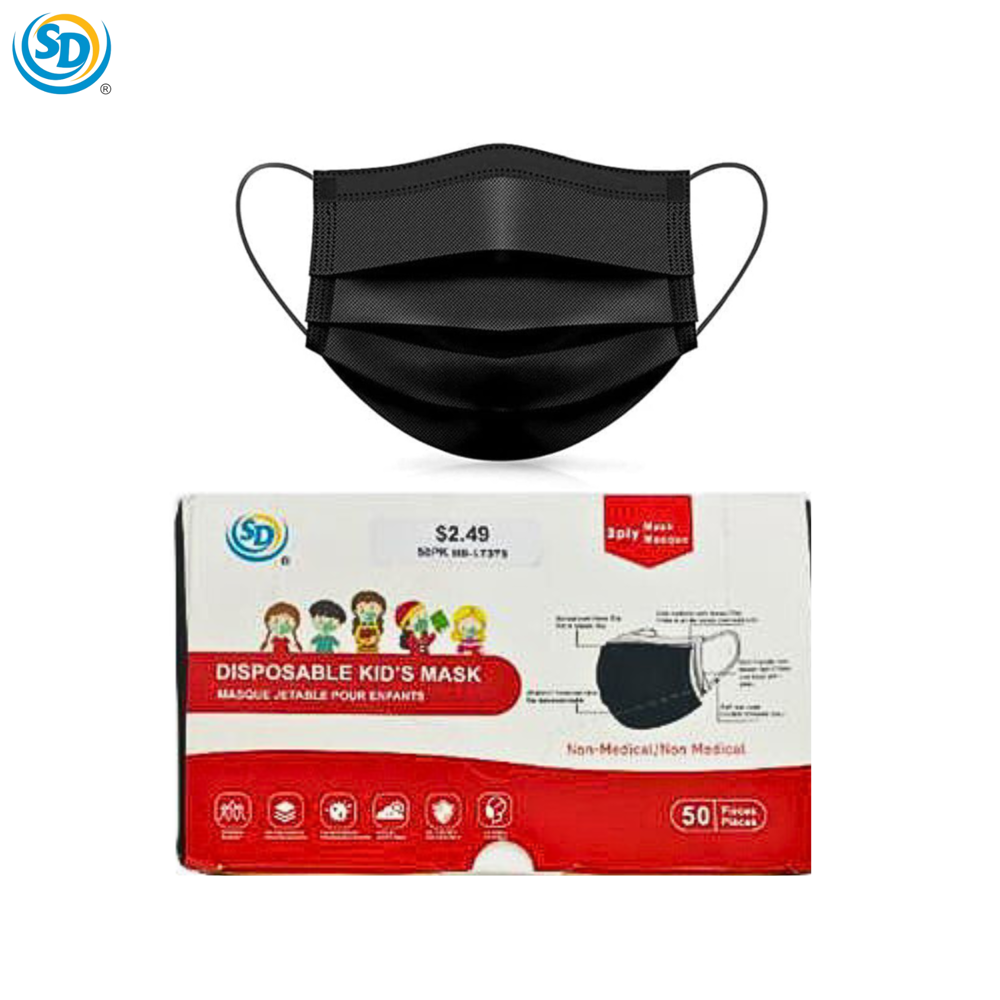 Sd Kids Disposable Face Mask 3ply 50- Black