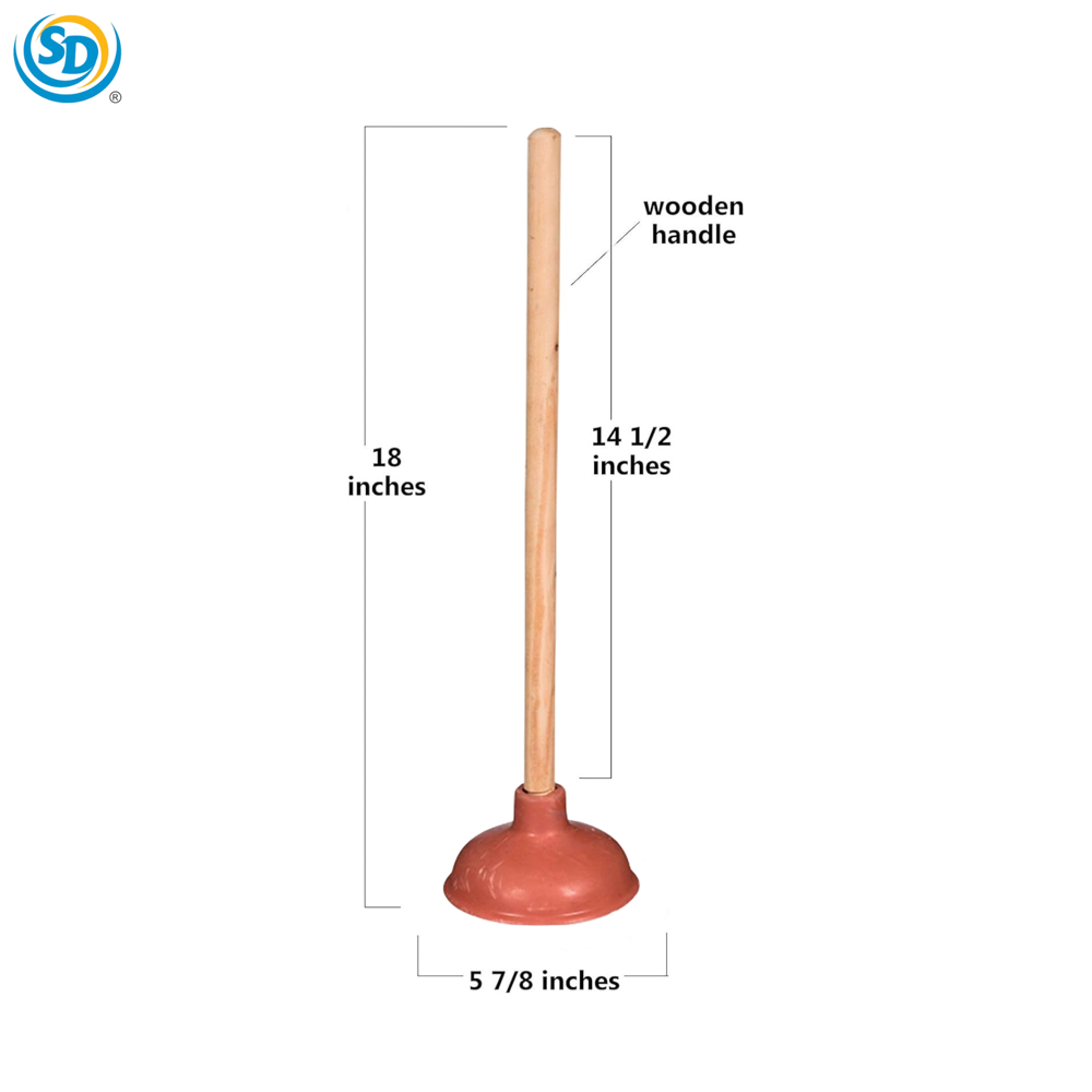 Plunger W/wooden Handle 5.11"x19.29"