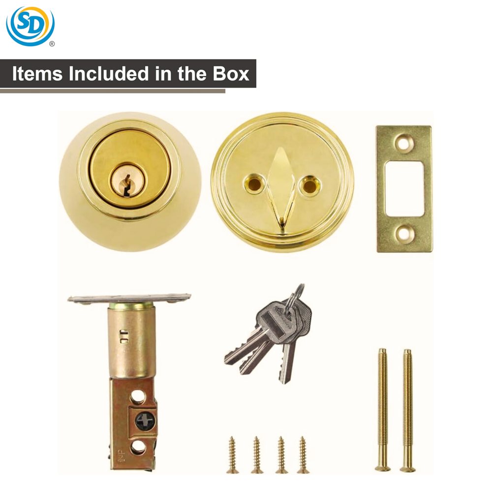 Sd Deadbolt Lock with Key (Gold)