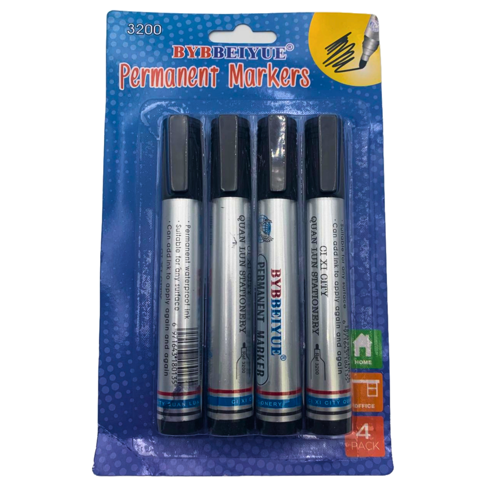 Permanent Marker Black 4pcs