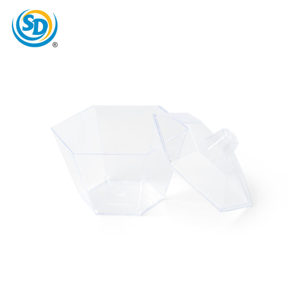 Plastic Clear Cups Hexagon Desgin with Lids 2 Oz 12 Pcs
