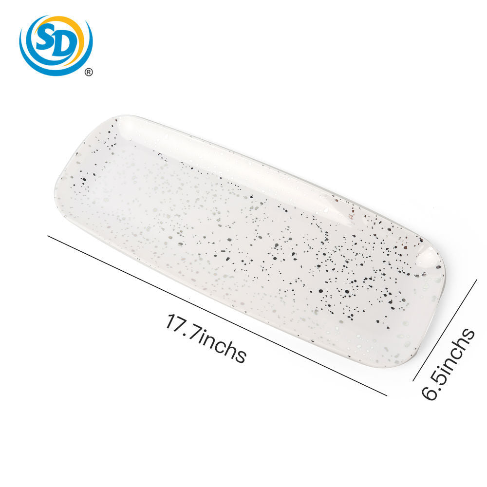 Plastic Plate Dot Silver Design 6.5*17.5" 1pk
