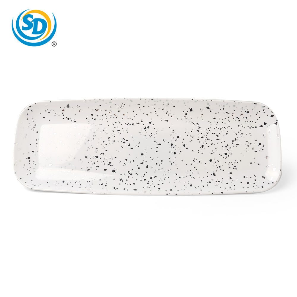 Plastic Plate Dot Silver Design 6.5*17.5" 1pk