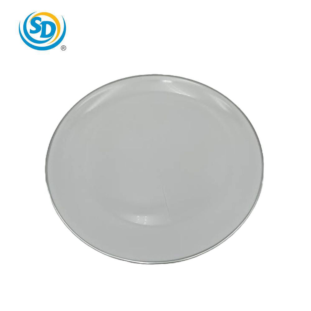 14" White Plate Silver Border