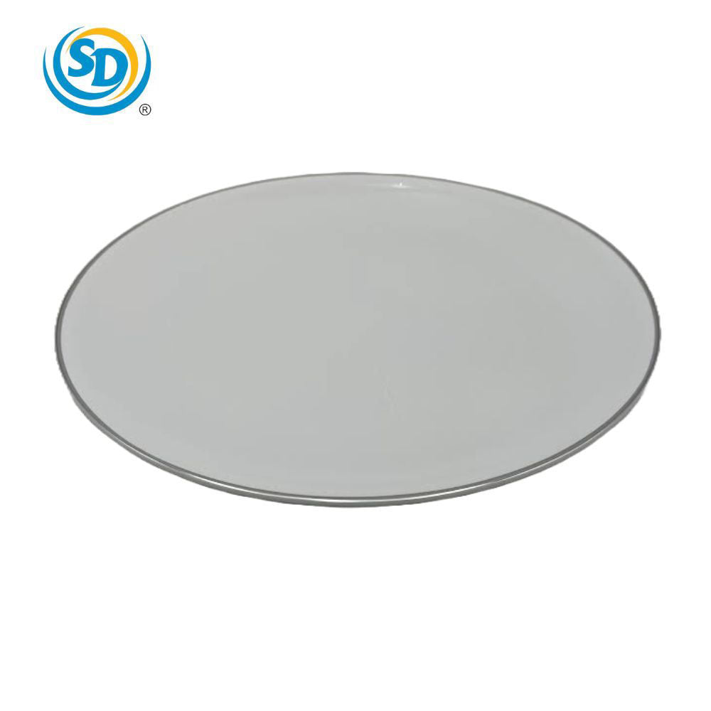 14" White Plate Silver Border