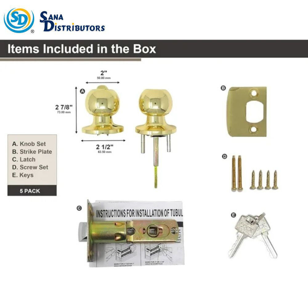 Sd Entrance Lock with Key - Gold