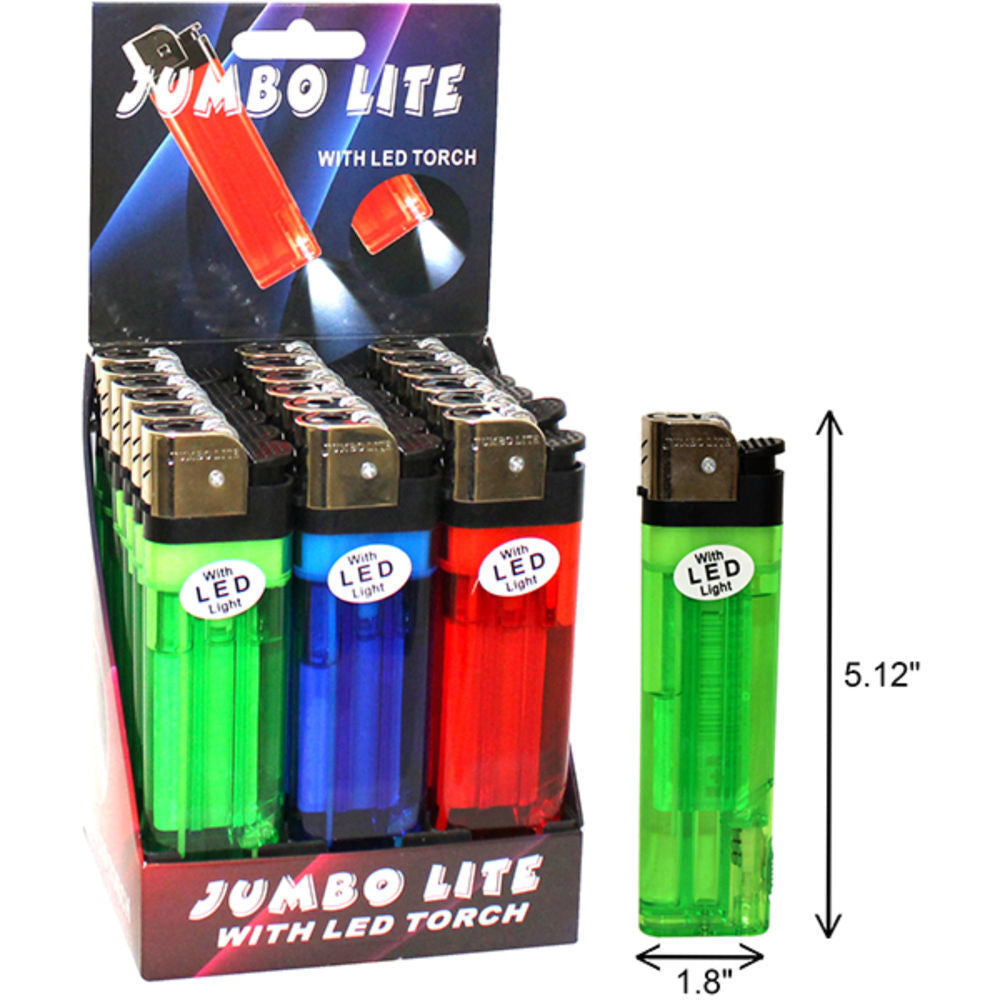 Jumbo Lite Lighters W/ LED Light 18pcs ($2.99 per Unit)