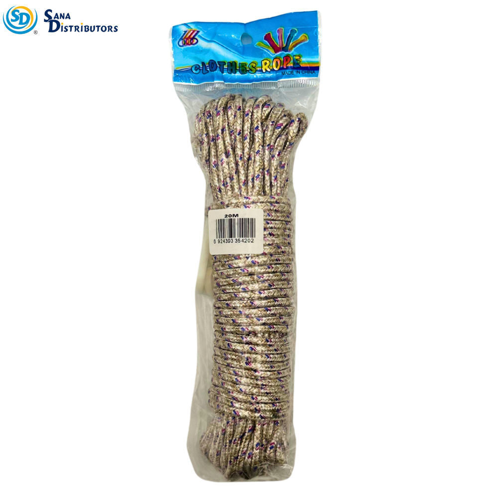 Nylon Rope 6 mm 20m W/hook - Assorted Colours