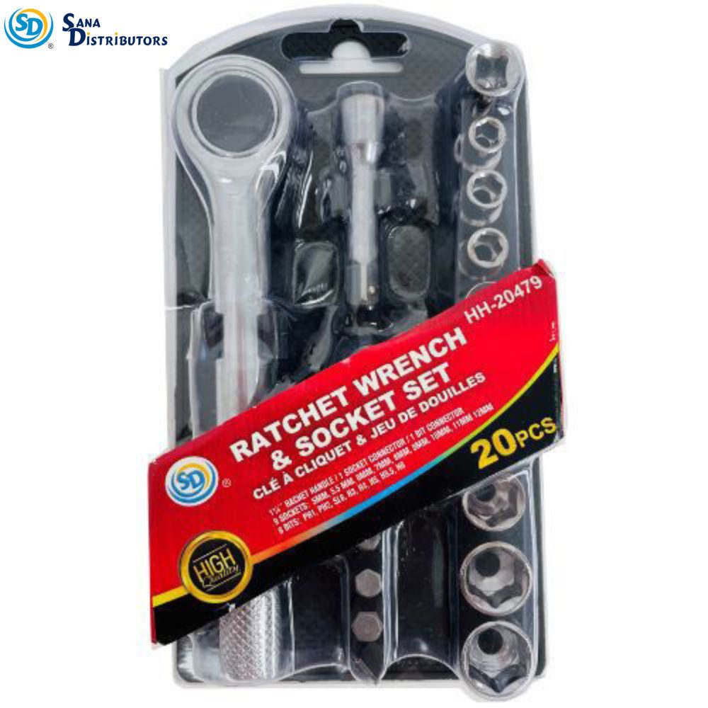 Sd Ratchet Wrench & Socket Set 20pcs