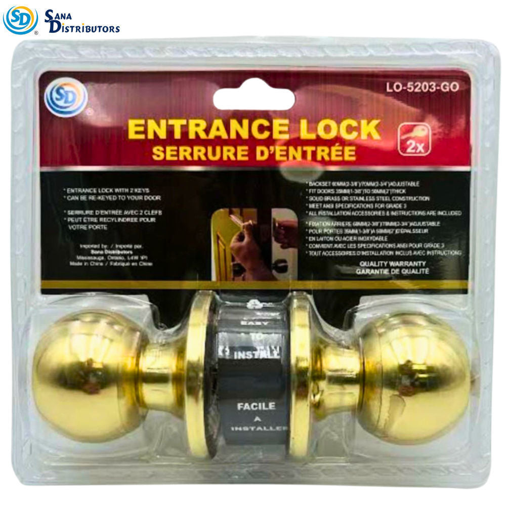 Sd Entrance Lock with Key - Gold