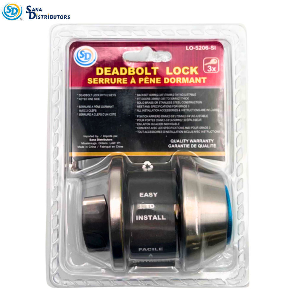 Sd Deadbolt Lock with Key (Silver)