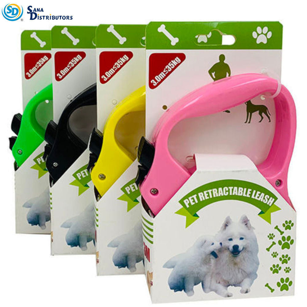 Pet Retractable Leash 3m/35kg - Assorted Colours