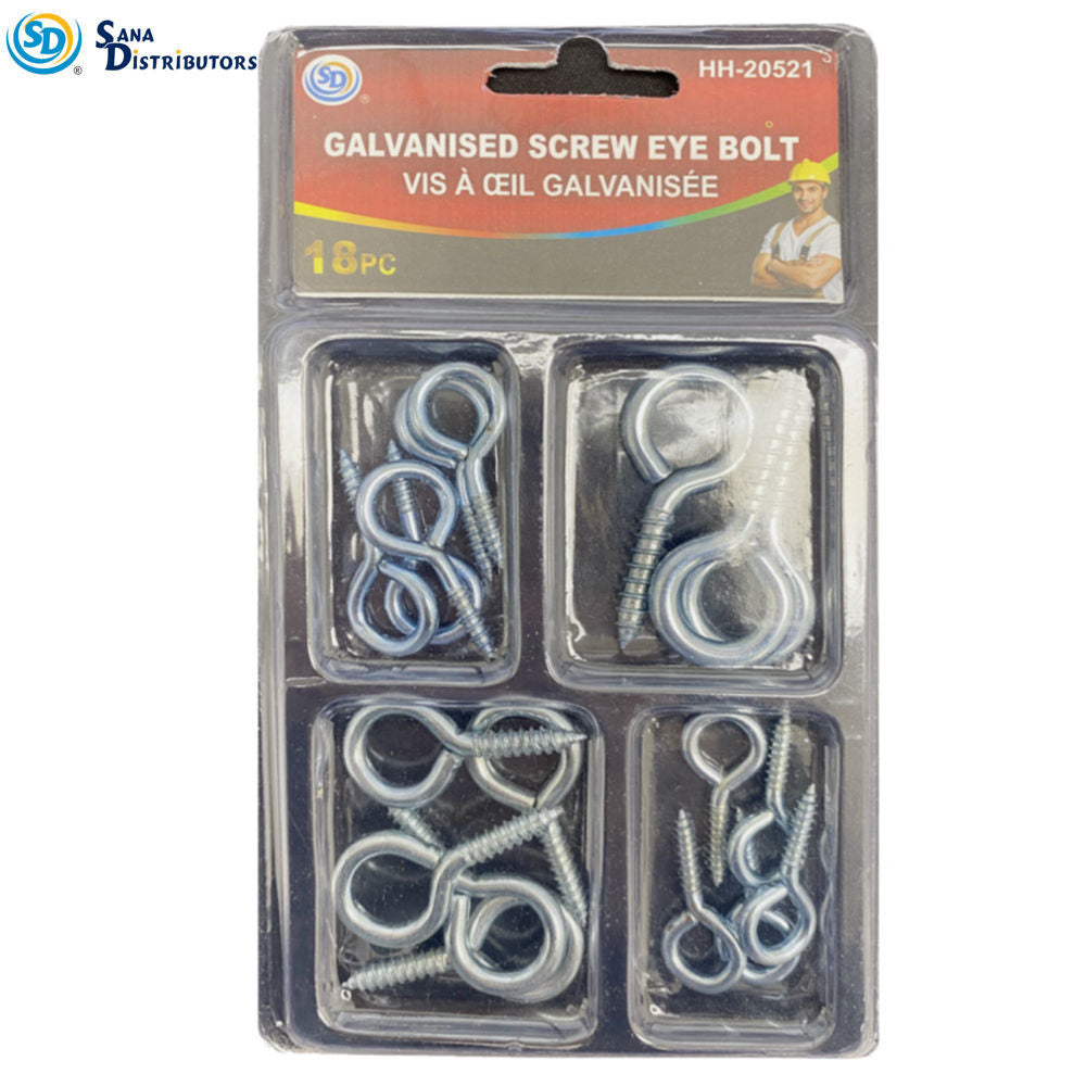 Sd Galvanised Screw Eye Bolt 18pcs