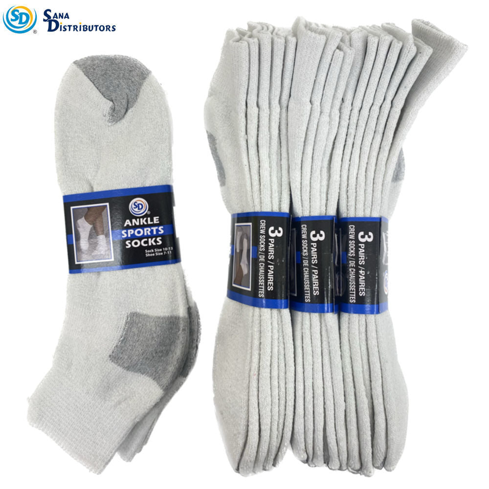 Sd Ankle Sports Socks White H&t 12 Pairs 10-13