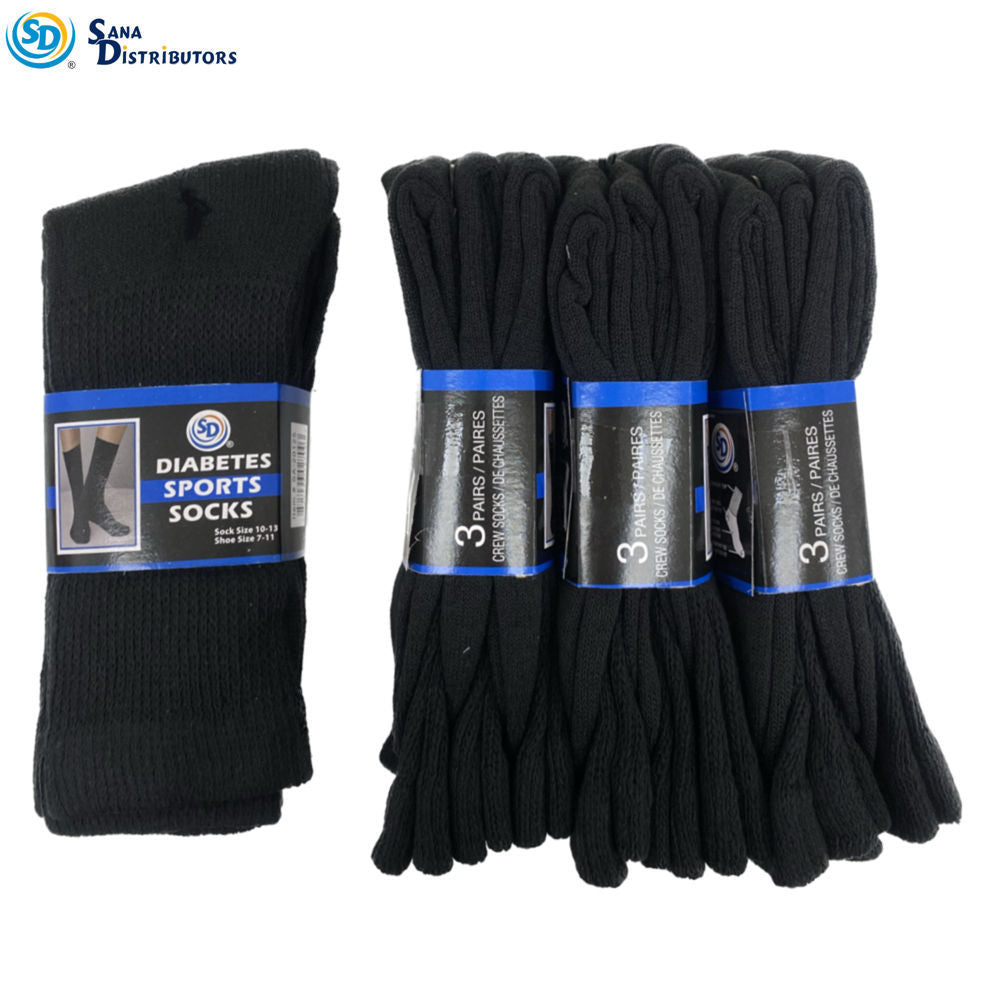Sd Diabetes Sports Socks - Black - Size 10-13
