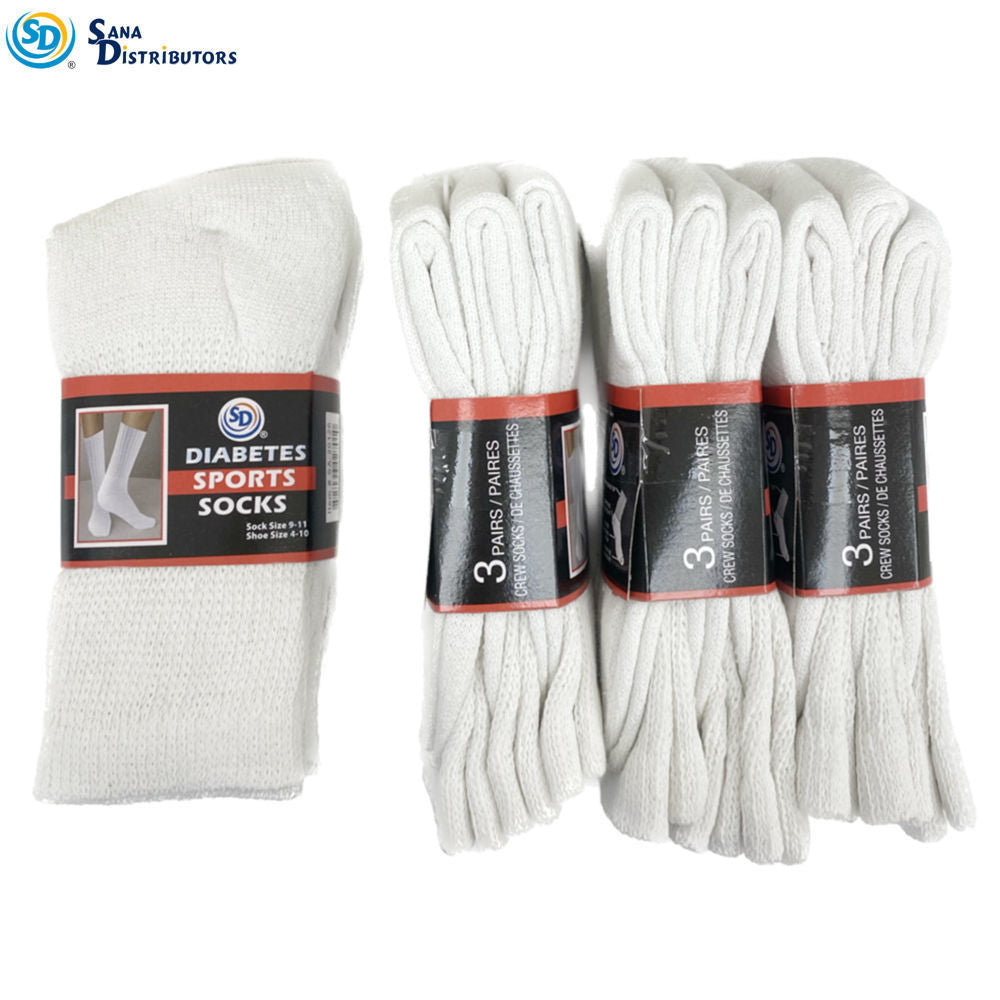 Sd Diabetes Sports Socks White 12 Pairs 9-11