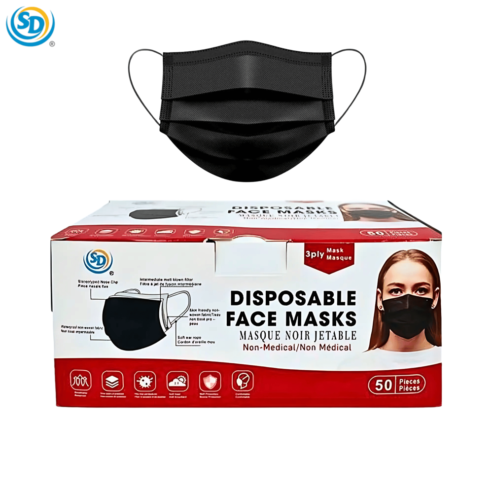 Sd Disposable Face Mask 3ply 50pcs- Black