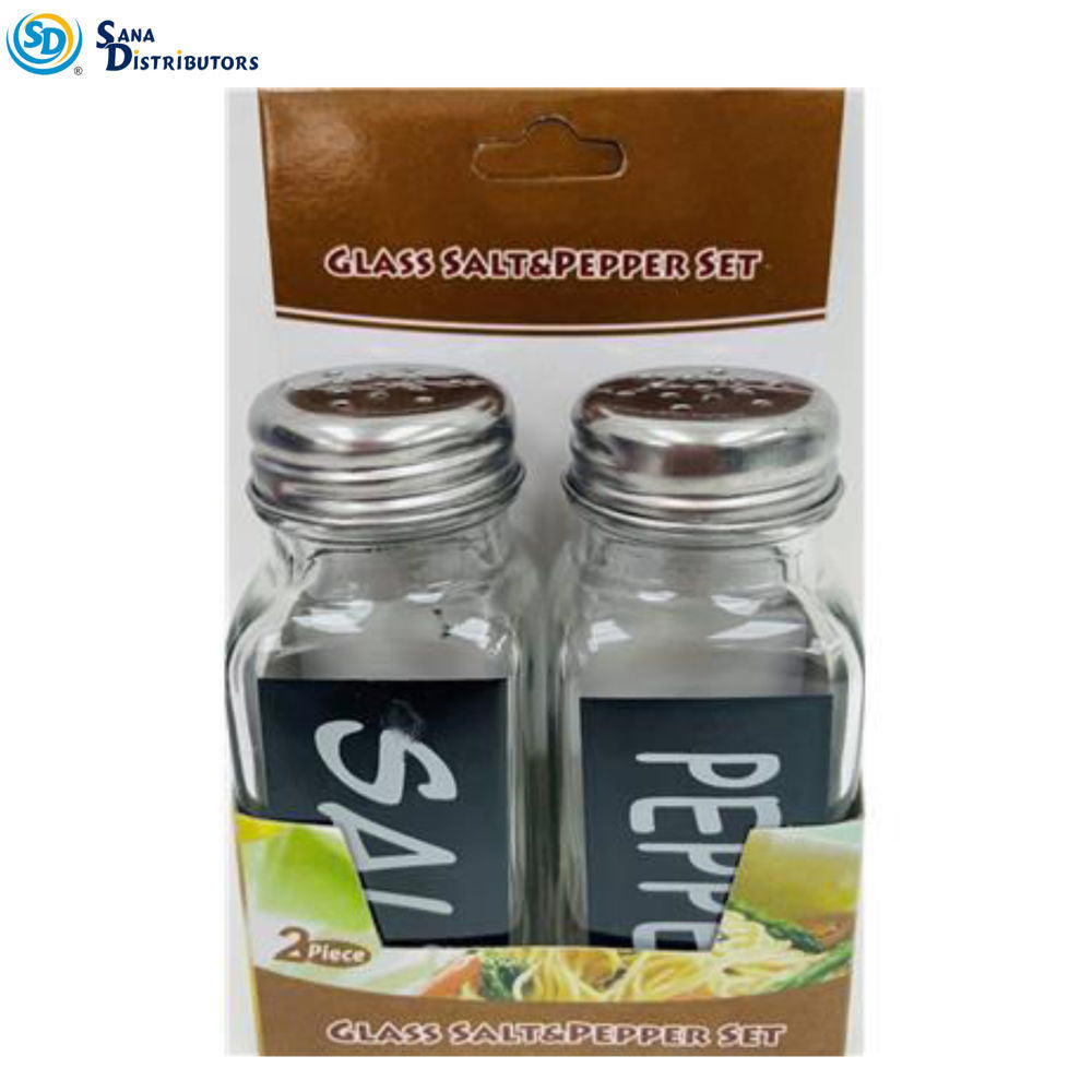 Glass Salt & Pepper 2pc Set with Writing