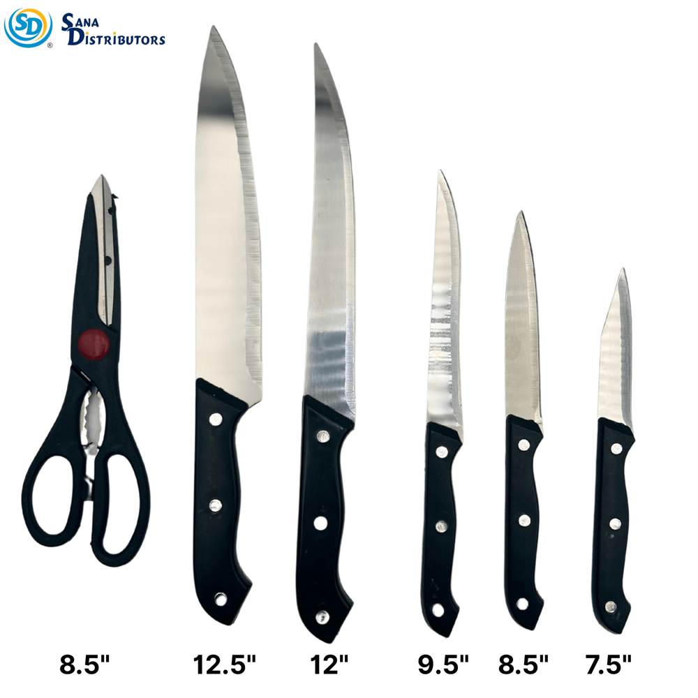 Kitchen Knife 7pcs Set [4" x 2.5" x 12"]
