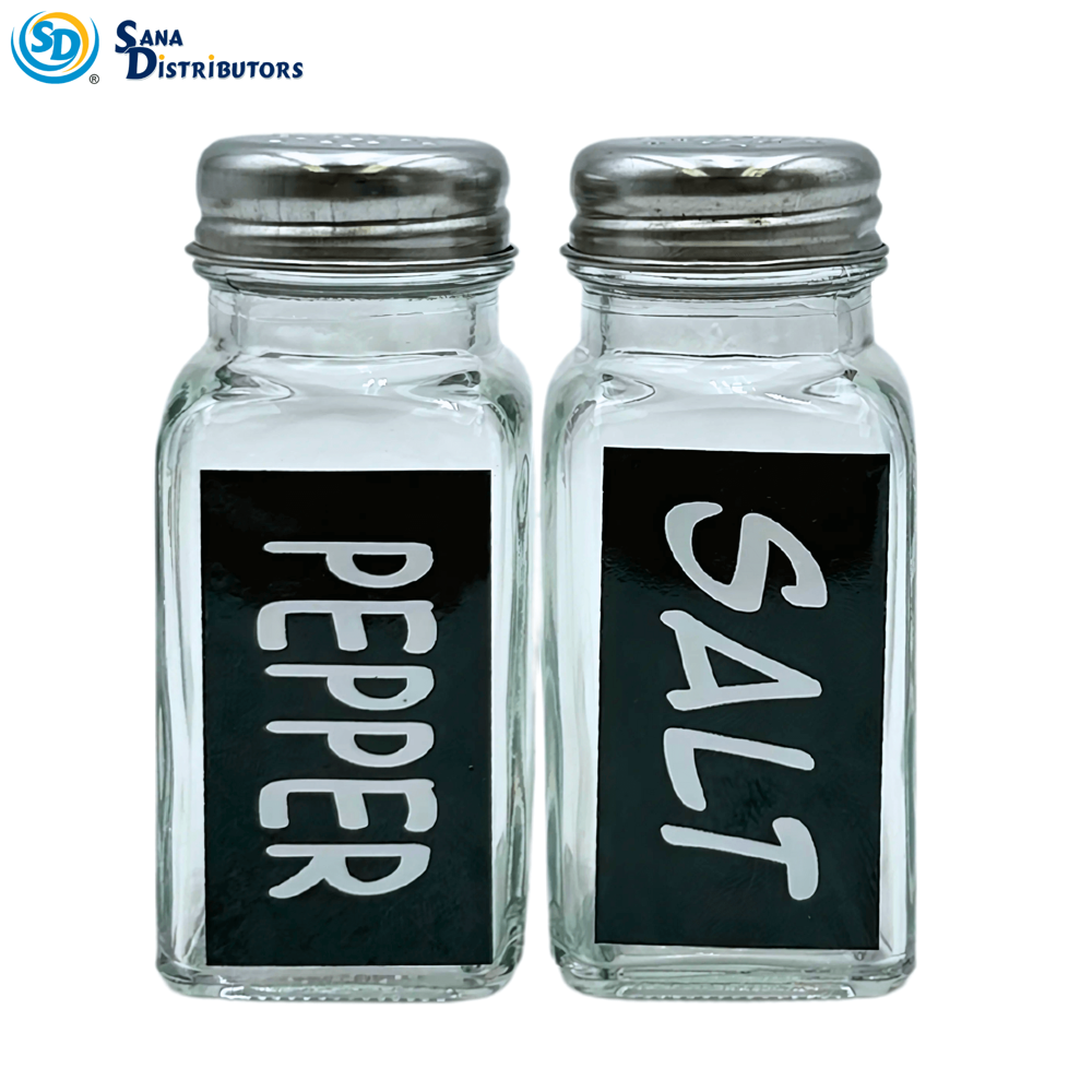 Glass Salt & Pepper 2pc Set with Writing