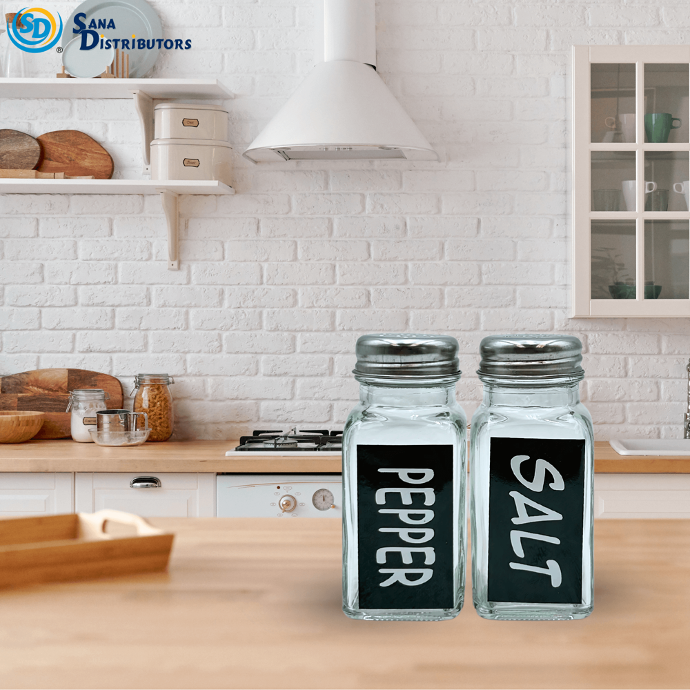 Glass Salt & Pepper 2pc Set with Writing