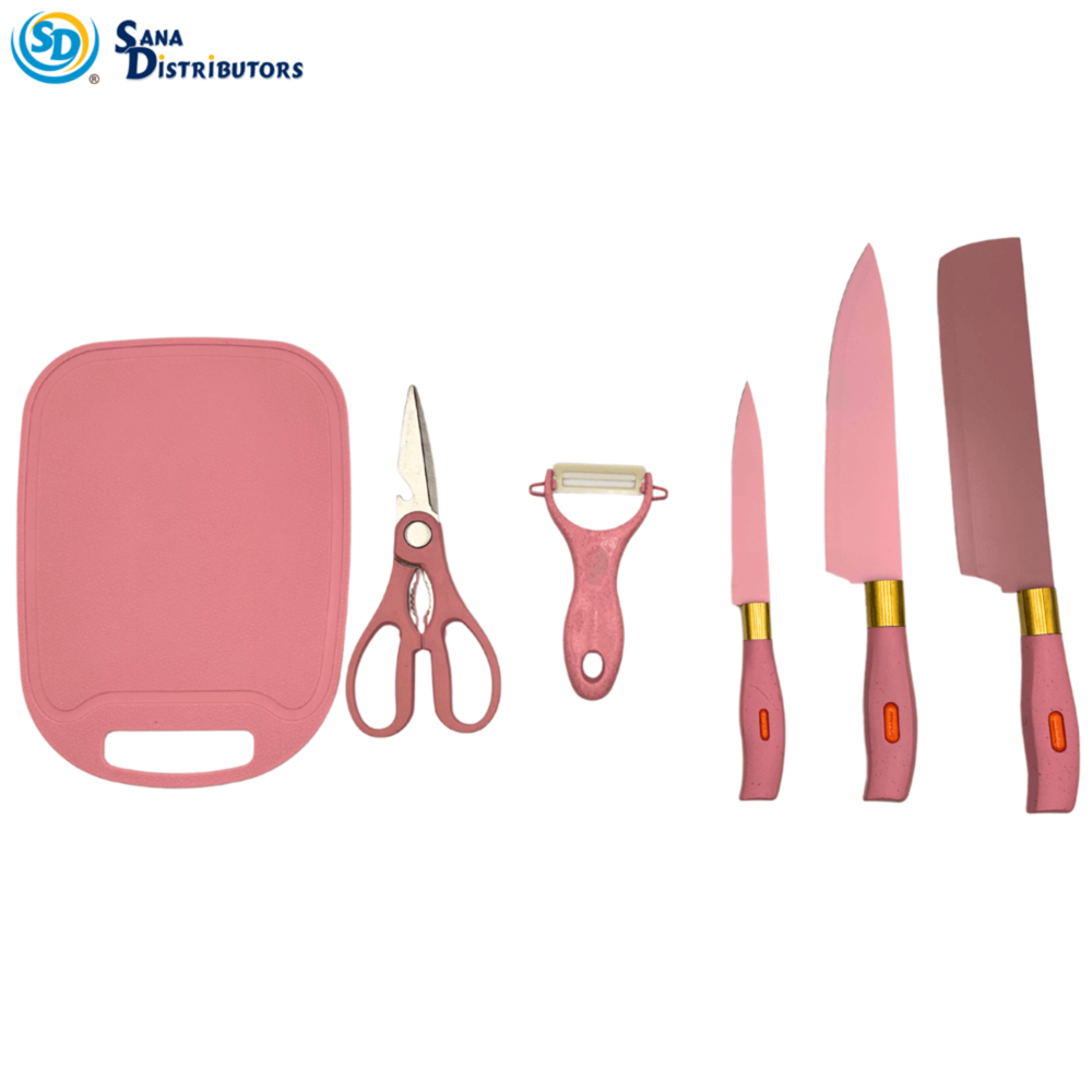 Pink Kitchen Knife Set 7pcs