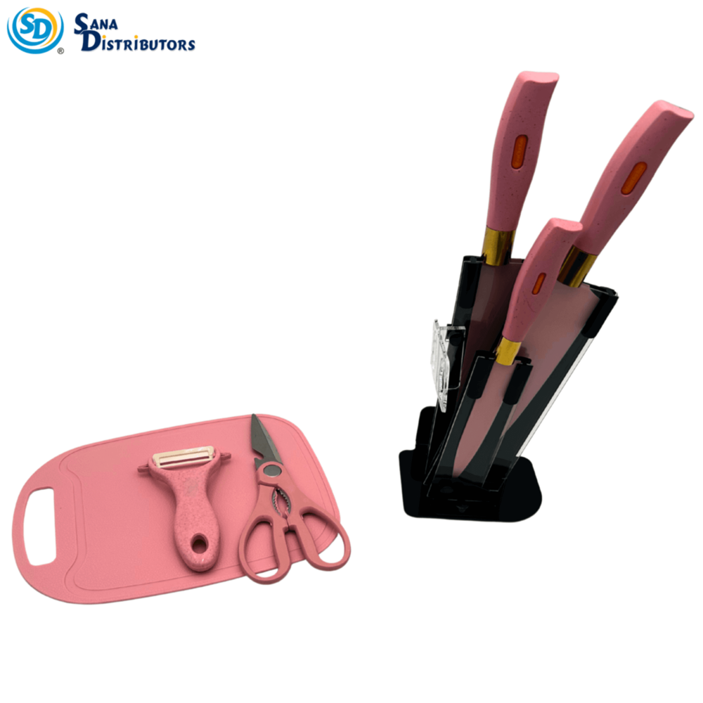 Pink Kitchen Knife Set 7pcs
