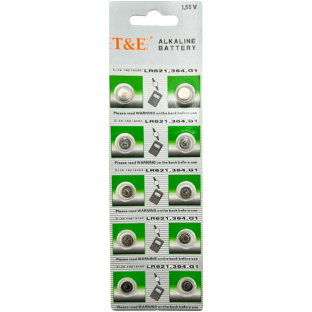 Lithium Battery lr621, 364, g1 10pcs [Exp: 2027]