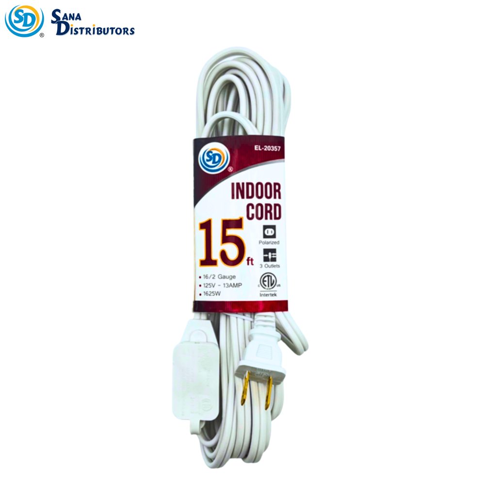Sd Indoor Extension Cord 15ft 3 Outlets