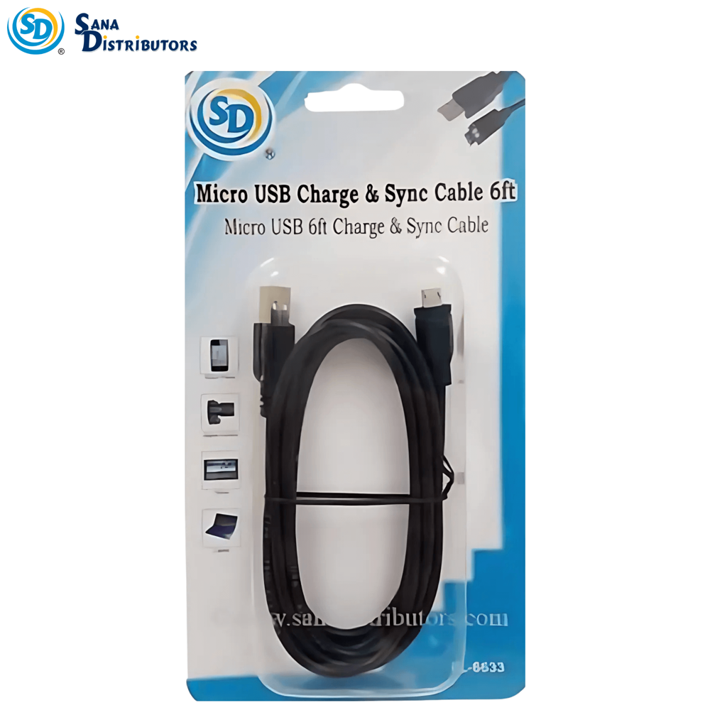Sd Micro USB Charge & Sync Cable 6' 2.0