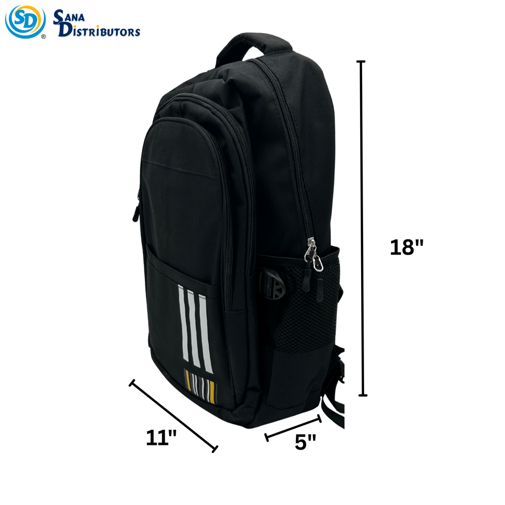 3 Stripe Backpack [11" x 5" x 18"] - Assorted Colours