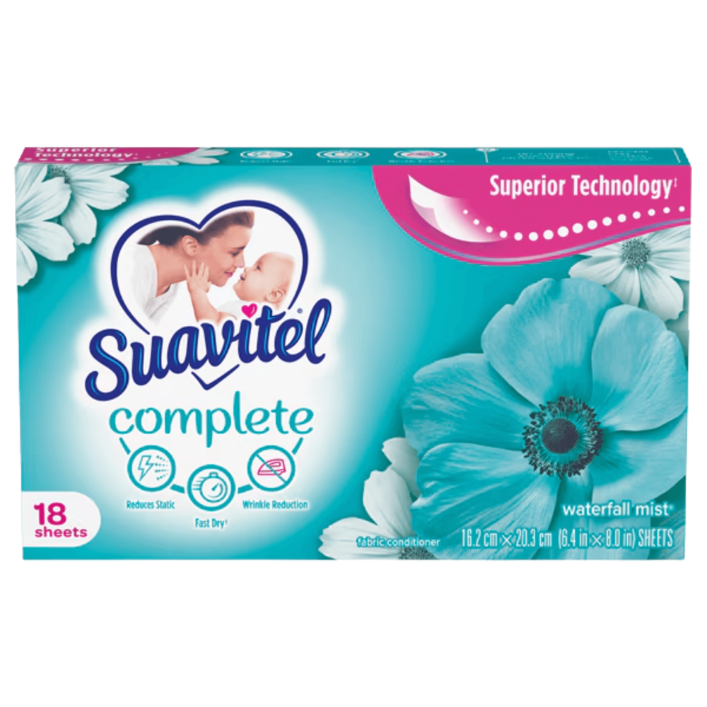 Suavitel Waterfall Mist Dryer Sheets [18 Sheets] ($29.85 for Case of 15)